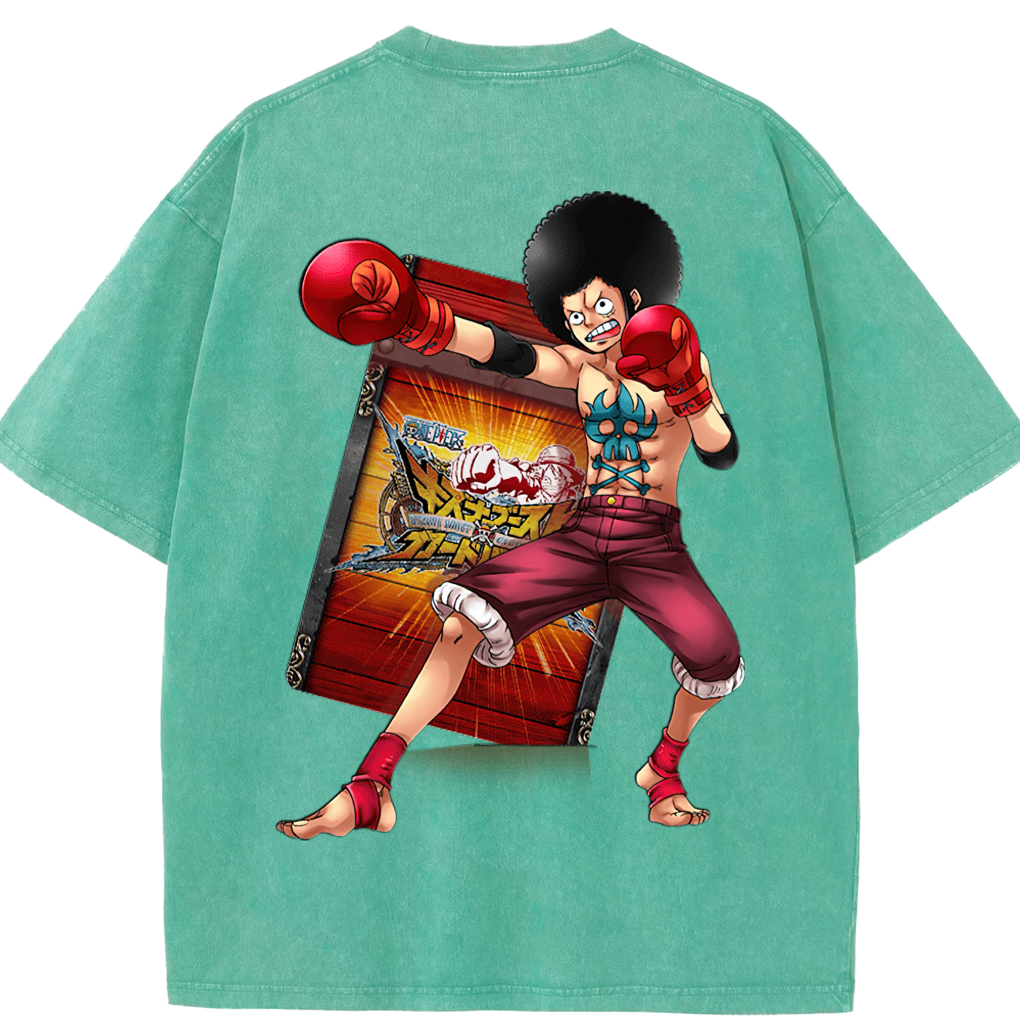 ワンピース モンキー・D・ルフィ ONE PIECE Monkey D. Luffy 綿100% ヴィンテージ風 半袖Tシャツ（背面プリント）
